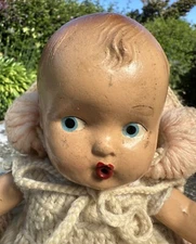 11" Antique German Bisque Doll Composition Dolls Germany Original Bonnet & Dress