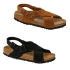 Birkenstock Tulum Mink Black Suede VL Leather SFB Slingback Ankle Strap Sandals