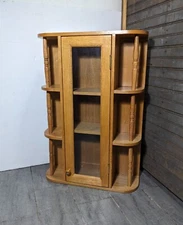 Vintage Wood Wall Hanging Curio Knick Knack Display Cabinet Shelf with Door B34
