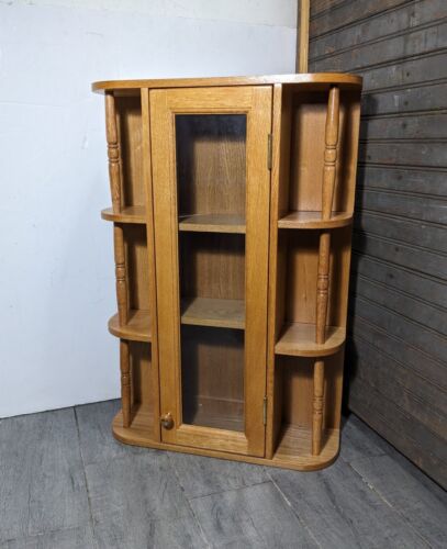 Vintage Wood Wall Hanging Curio Knick Knack Display Cabinet Shelf with Door B34 - Picture 1 of 14