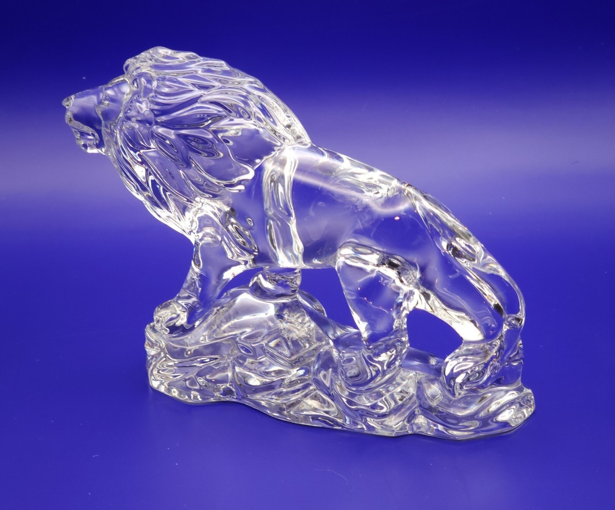 Figurines Animaux En Cristal D'Arques 24% Plomb - Tigre Et Lion - Occasion Bon état