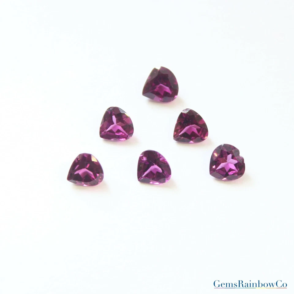 Corazón Natural Granate Rosa Rodolita/Almandina Facetado 4 mm a 10 mm Calidad AAA Foto 3 de 4