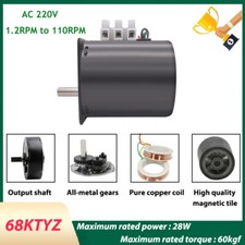 AC 220V Synchronous Gear Motor Permanent Magnet Reversible Metal Gear 1.2-110RPM