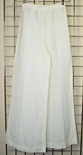 Vintage Pants Size S/M 80s Metro Style Ivory Wide Leg Soft Linen Rayon Blend