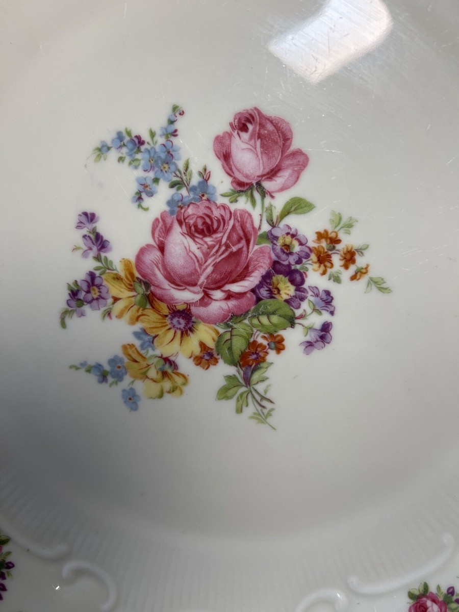 Vintage Schirnding Bavaria Porcelain Floral Plate With Gold Rim