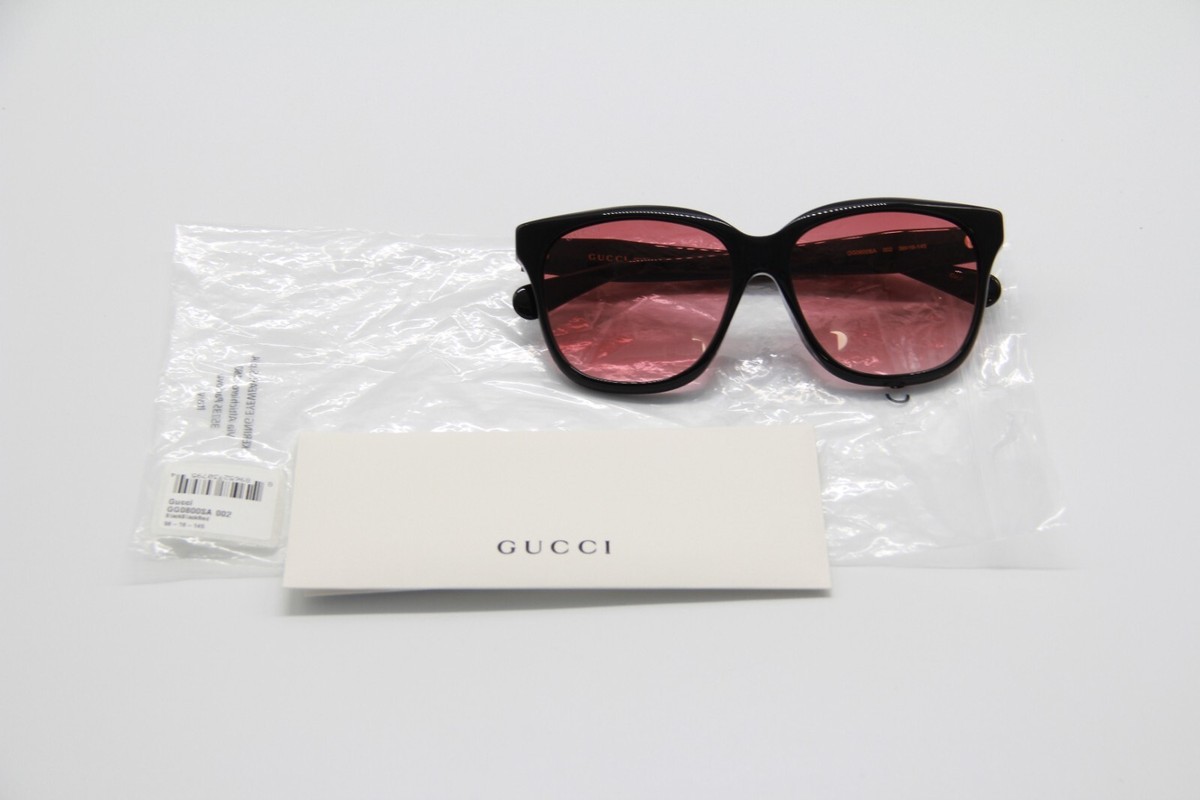 NEW GUCCI GG0800SA 002 BLACK FRAME PINK LENSES CAT EYE WOMEN 