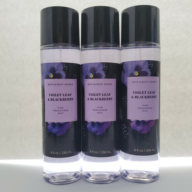 3 Pack Bath and Body Works VIOLET LEAF BLACKBERRY Fine Fragrance Mist