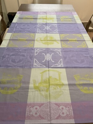 NWOT~LE JACQUARD FRANCAIS PRIMROSE BORDIER~SQUARE TEA-PARTY TABLECLOTH 69x69 