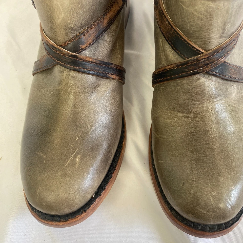 FREEBIRD By Steven Stair Ankle Boot Distressed Leather Shoe Boho Sz 6 Green - Image 2 of 4