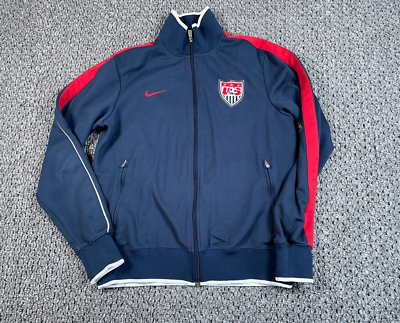 Nike US Soccer Track Jacket Adult Medium Blue Red Patch Federation
