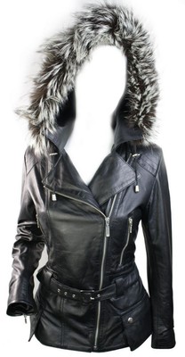 leather jacket fur hood