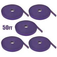 5x 50FT Roll Reusable Hook Loop Self Attaching Cable Tie Fastening Tape Purple