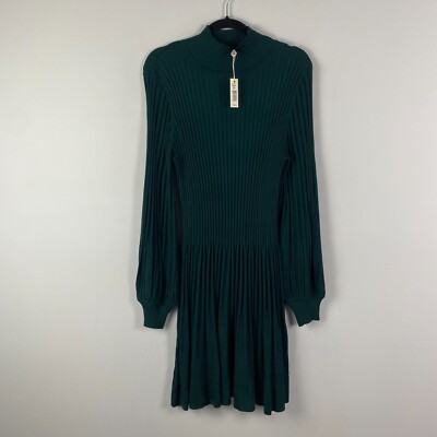 Max Studio A-line Sweater Dress In Evergreen Size XL Mock Green Long Sleeve