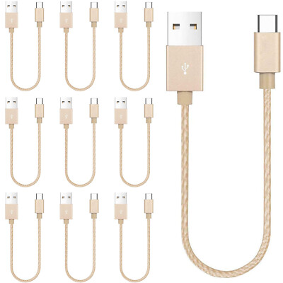 10 Pack 20cm Short Braided Data Charger USB Type C Phone Tablet Cable Cord Bulk