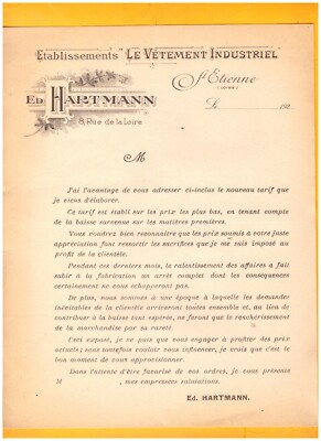 SAINT-ETIENNE (42) ARBEITSKLEIDUNG ''LE VETEMENT INDUSTRIAL / Ed. HARTMANN''