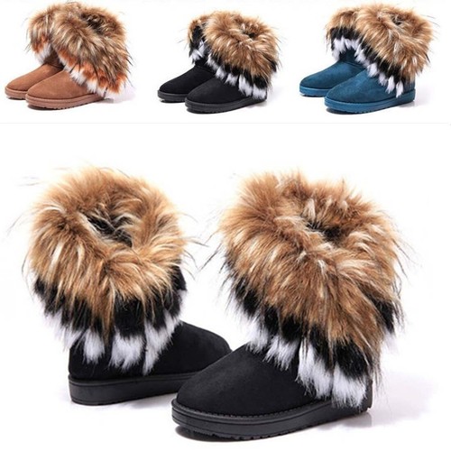 Botas De Invierno Para Mujeres Ante De Imitación Piel Nieve Mitad de  Pantorrilla Cálidas Salvaje Peluche Zapatos Casuales ^ | eBay