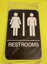 Unisex Restrooms Sign, ADA-Compliant Bathroom Door Sign for Offices, Businesses