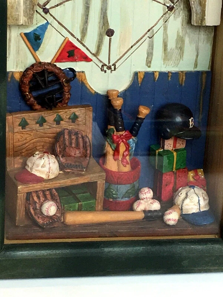 RUSS BERRIE BASEBALL Wall Shadow Box Sports Memorabilia Glass Framed with Tag - Image 2 of 4