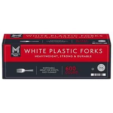 Member's Mark White Plastic Forks Heavyweight Disposable Cutlery 600 Ct Bulk.