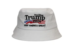 Trump White Bucket Hat Make America Great FREE SHIPPING