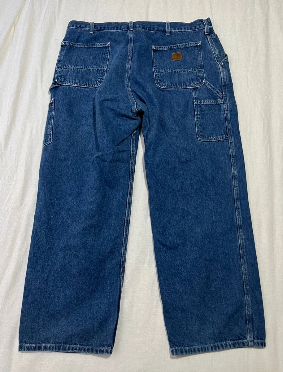 Carhartt B13 DST Original Carpenter Jeans 40 x 30 Blue Denim White Stitching | eBay