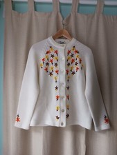 Vintage Empire Knitwear Cardigan Womens Floral Embroidery Grannycore Grandmacore