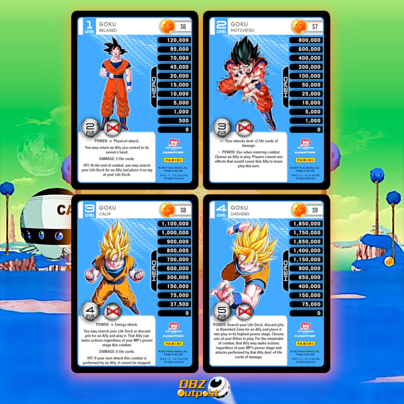 Dragon Ball Z DBZ TCG Panini Evolution Main Personality MP set level 1-4  Goku