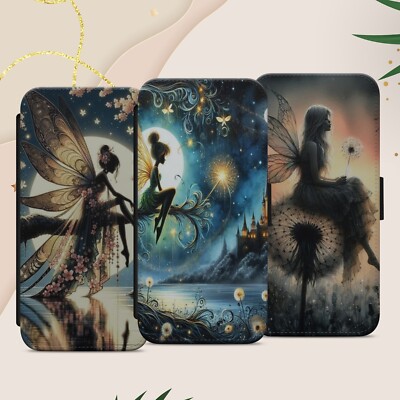 Fairy Handyhülle für iPhone Samsung Pixel Flip Handyhülle Wallet Vollmond