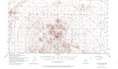 Cactus Peak Quadrangle, Nevada 1952 Topo Map USGS 15 Minute Topographic