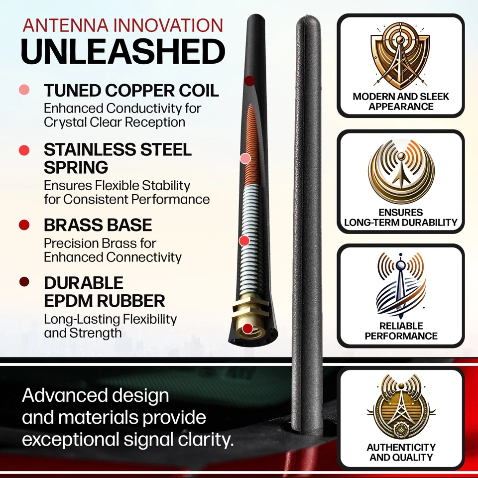 Short Antenna fits GMC Sierra 1500 - (2006-2026) 6 3/4" SHORT ANTENNA MAST - Image 2 of 4