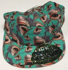 Neon Lights MRKTCRSHR Shark Attack All Over Print Dri Fit Men's Flat Bill Hat