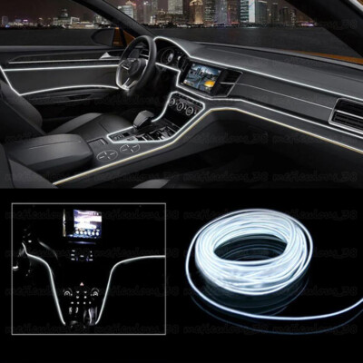 2M White LED Car Interior Atmosphere Wire Strip Light Decor Lamp Accessories