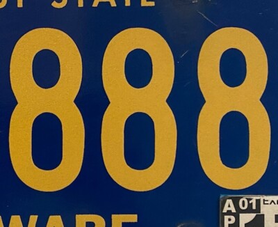 Delaware QUADRUPLE DIGIT 8 license plate 8888 repeating number 56