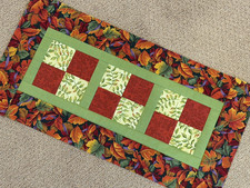 Unfinished Quilt Top Table Runner Topper - AUTUMN FALL COLORFUL LEAVES - 24 X 12