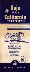 1950s Union Oil 76 Baja Lower California Road Map Mexico Ensenada