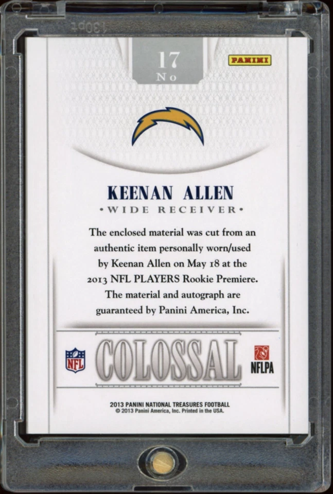 Keenan Allen 2013 National Treasures Patch Auto On Card Auto & Player Rookie - Image 2 of 2