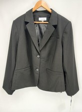 Calvin Klein Blazer Sz 22W Jacket Business Career Office Neutral Black Plus Size