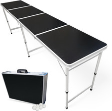 8-Foot Regulation Folding Beer Pong Table W/Beer Pong Balls  Optional Cup Holes