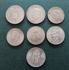 MEXICO.5 PESOS 1948,1956,1957.10 PESOS 1956.25 PESOS 1968,1972,100 PESOS 1979.