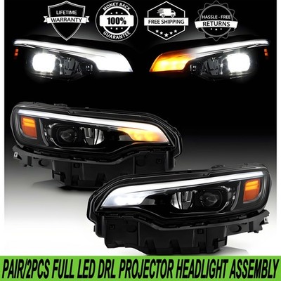 PAIR/2PCS Full LED DRL Headlight W/ LED Bulb & Module For 2019-23 Jeep Cherokee