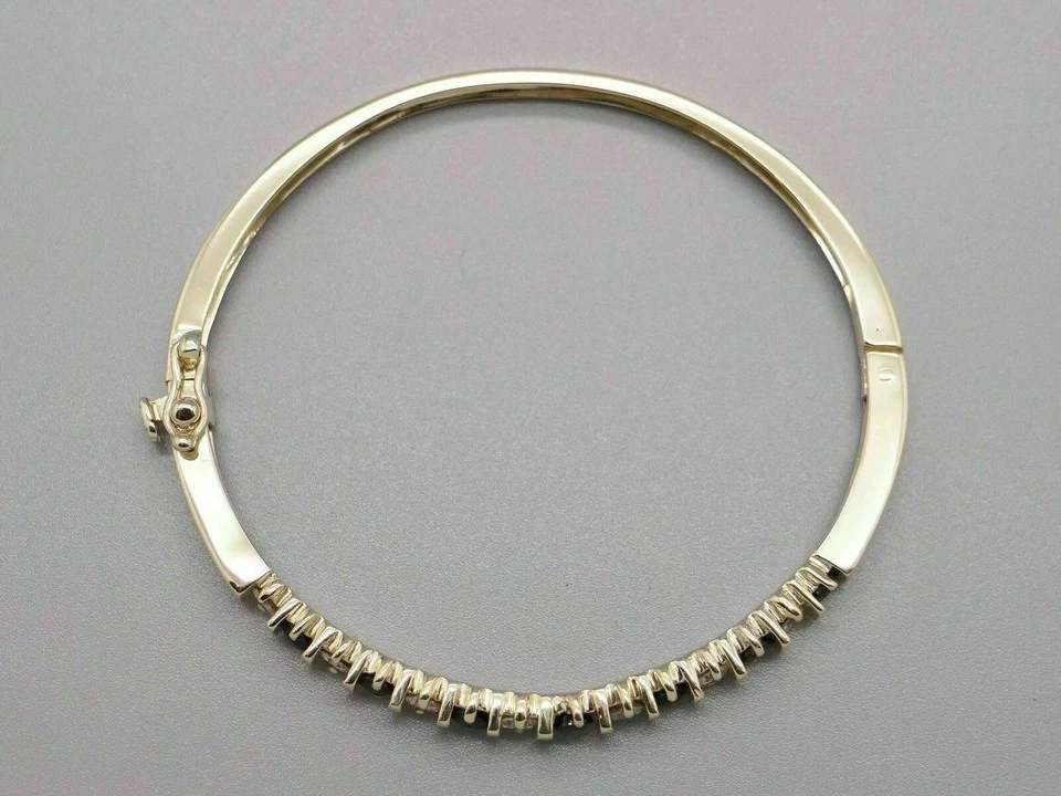 5 Ct Simulierte Blaue Saphir- Und Diamant-Armreif 925 Silber Goldbeschichtet - Bild 3 von 4