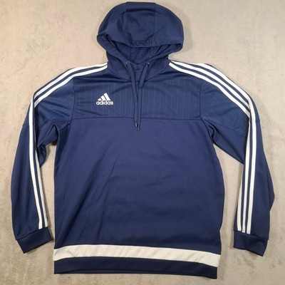 Adidas Hoodie Herren Large Navy 3 Streifen Fußball Training Pullover Sportbekleidung