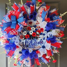 Red, White, and Blue Chinoiserie Florals Patr...