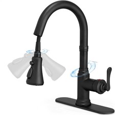 Black Bar Faucet, 3 Functions Pull Down Wet Bar Sink Faucet 1 or 3 Hole, Sing...