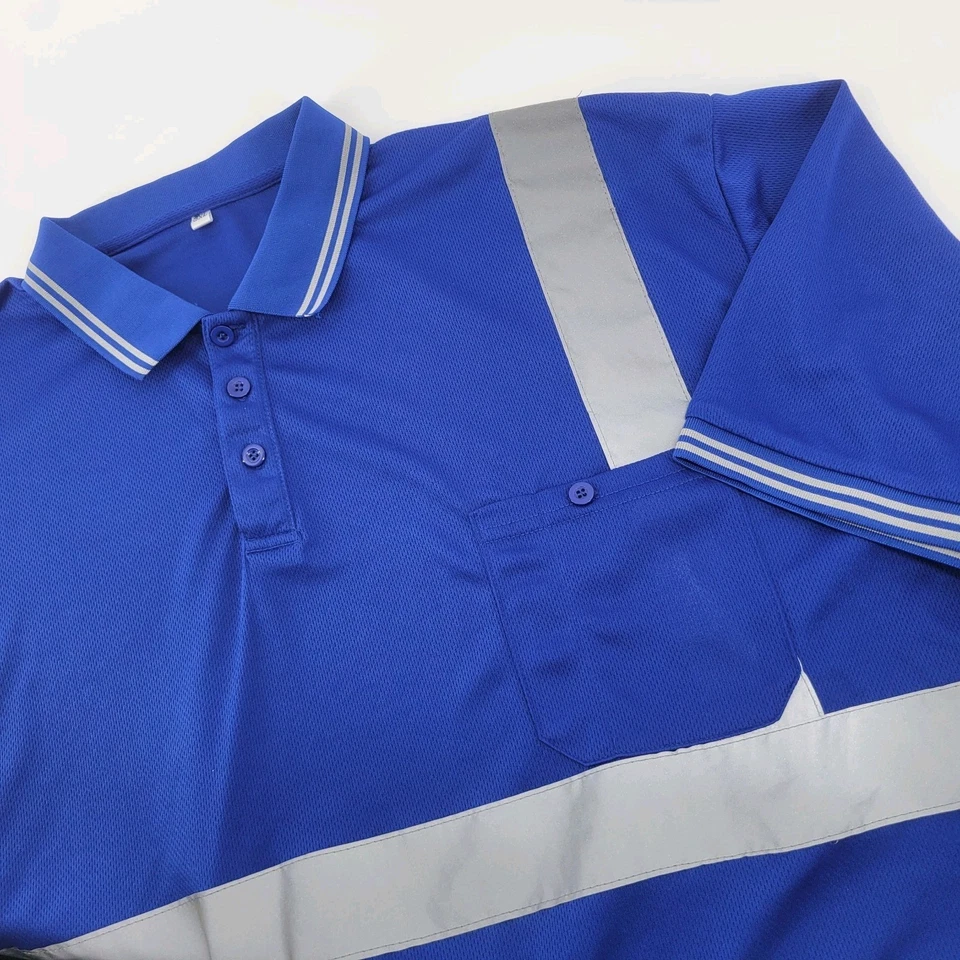 Рабочая рубашка 3X высокая видимость светоотражающая безопасность мужская синяя - Изображение 2 из 4