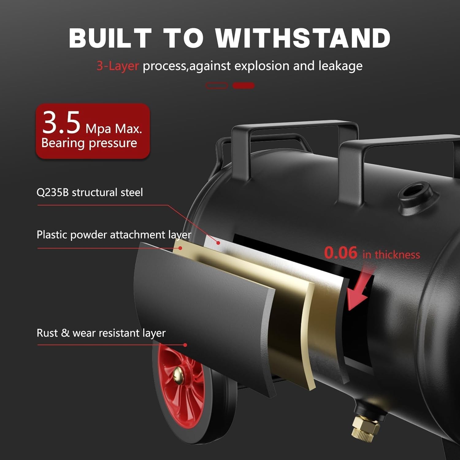 14 Gallon Ultra Quiet Oil-Free Air Compressor with 2 Quick Couplers 2HP 8.75 CFM