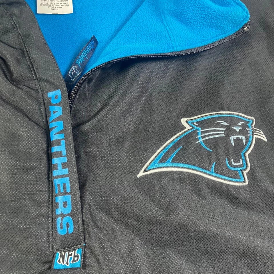 Chaqueta Pullover Vintage Carolina Panthers NFL XL Negra Azul Forrada de Vellón En muy buen estado Y2K Foto 3 de 4