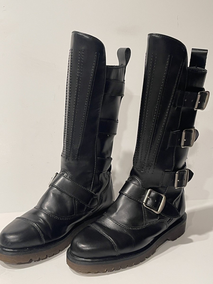 Dr Doc Marten Tall Walking Dead 4 Buckle Combat Black Boots