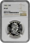 1962 50C Proof Silver Franklin Half Dollar NGC Graded PF 67 with Light Cameo
