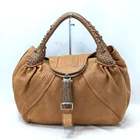 FENDI SPY Bag Zucca Leather Camel Brown Authentic RARE